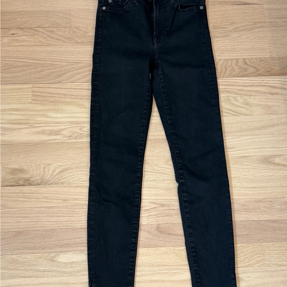 7 for All Mankind Black High-Rise Slim Women's Jeans